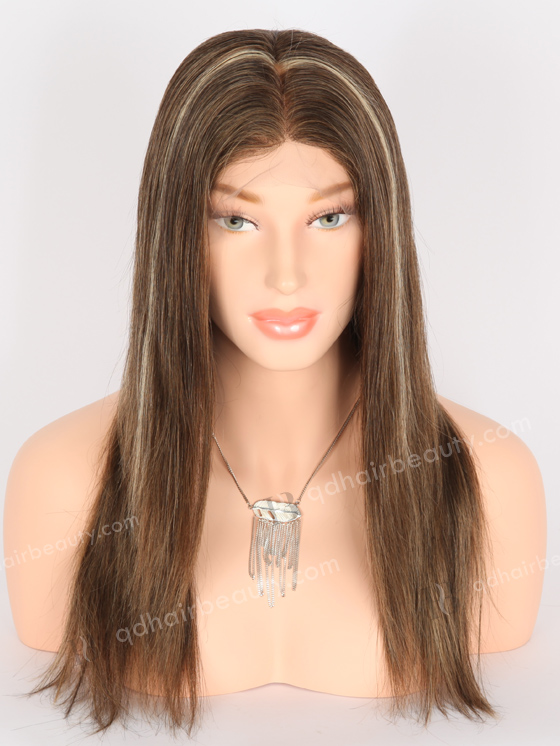Full Lace Human Hair Wigs Indian Remy Hair 16" Straight 2/8# Blended With 27# And 30# Highlights Color FLW-01909